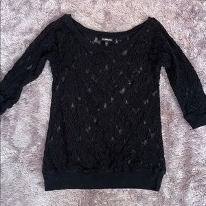 Black lace knit top